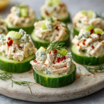 Chicken Salad Bites on Cucumber : High-Protein, Low-Carb Appetizer