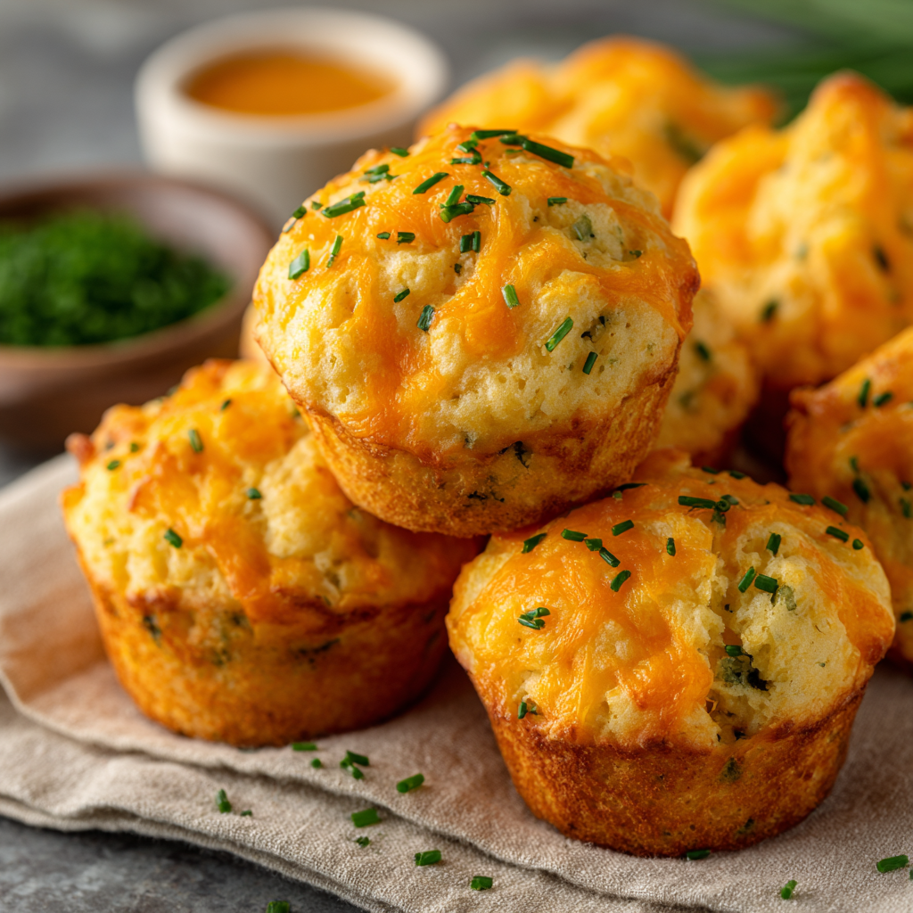 Fluffy Cheddar Cheese Muffins with Chives : Easy, Savory, and Irresistible!