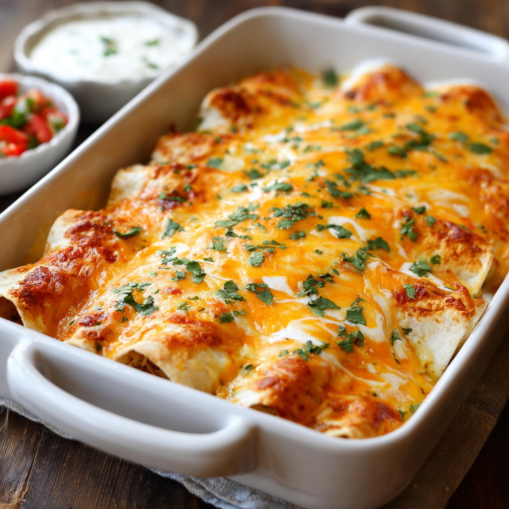Cheesy Chicken Enchiladas with Creamy Sauce : Comfort Food in Just 45 Minutes