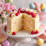 Lemon Raspberry Easter Cake : Light Layers with Pastel Frosting