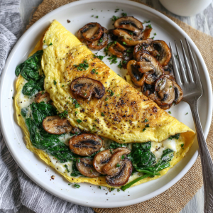 Spinach and Mushroom Egg White Omelette : Light, Protein-Packed Breakfast