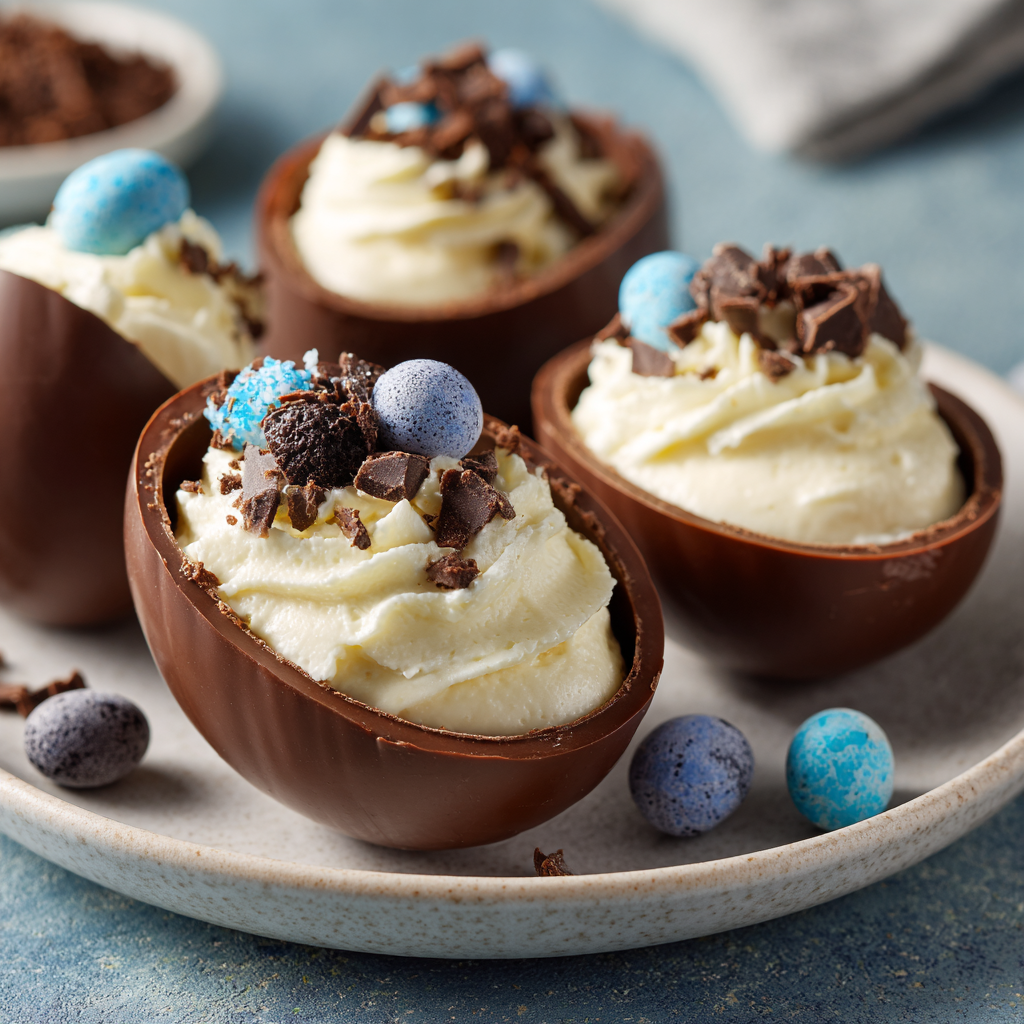 Cheesecake-Filled Chocolate Eggs : No-Bake Easter Dessert
