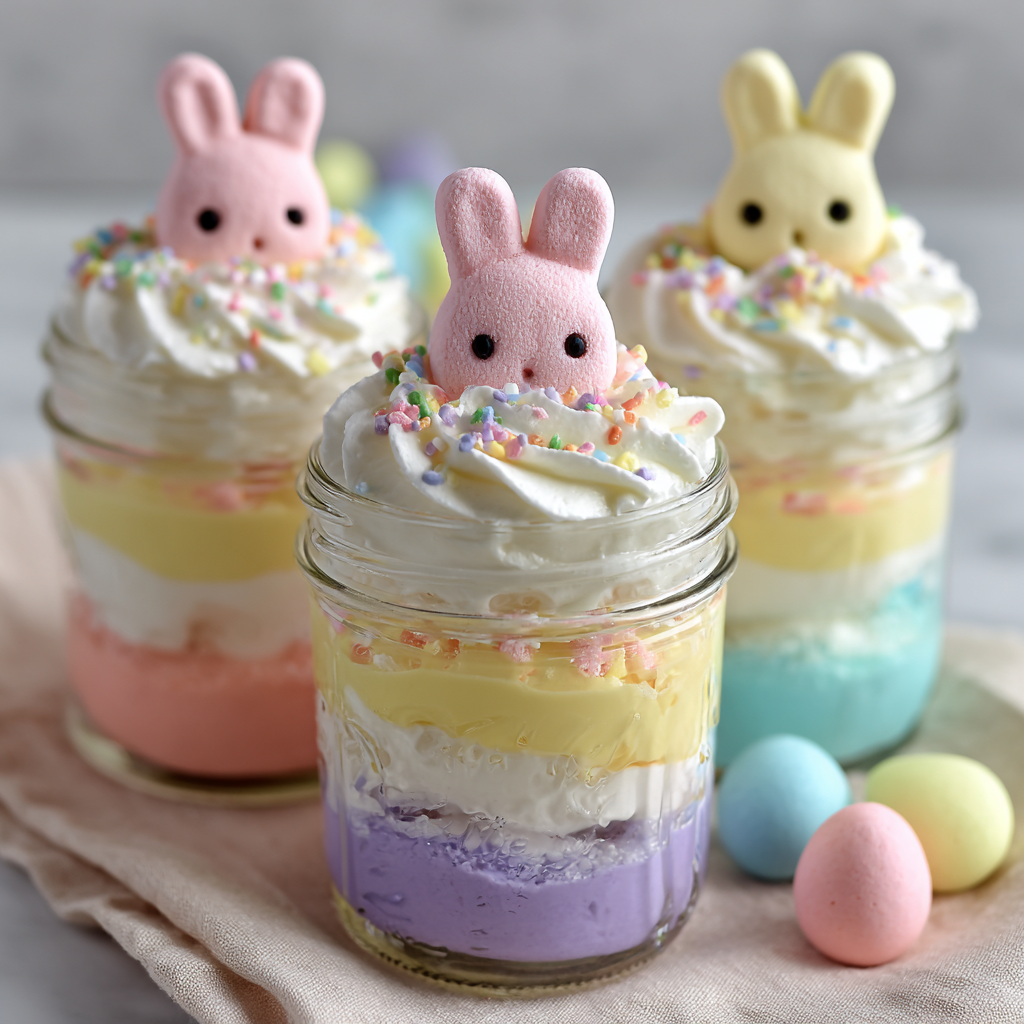 Easter Bunny Jello Parfait in a Jar : Easy No-Bake Mason Jar Dessert (Gluten Free)