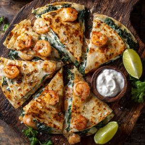Shrimp & Spinach Quesadillas : Golden, Cheesy & Packed with Flavor