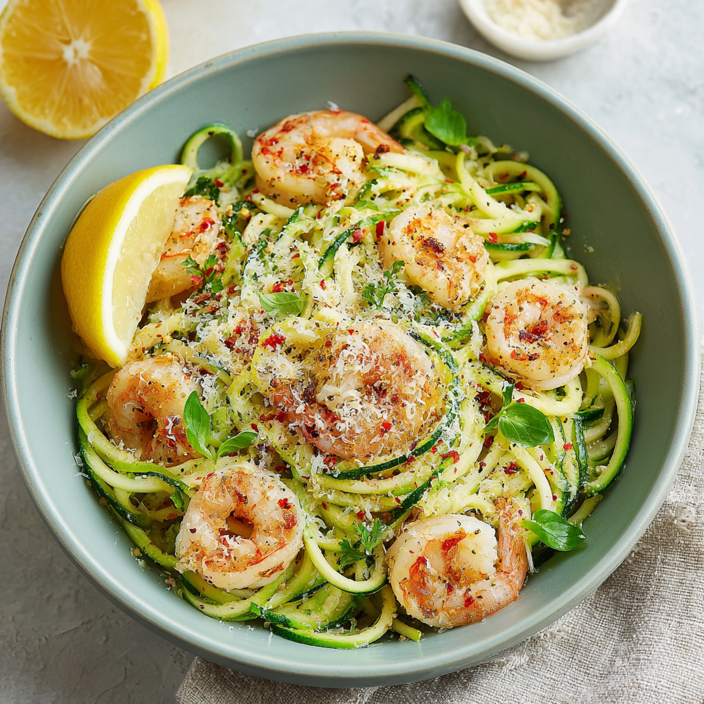 Garlic Shrimp Zoodle Bowl : Low-Carb, High-Flavor & Ready in Minutes