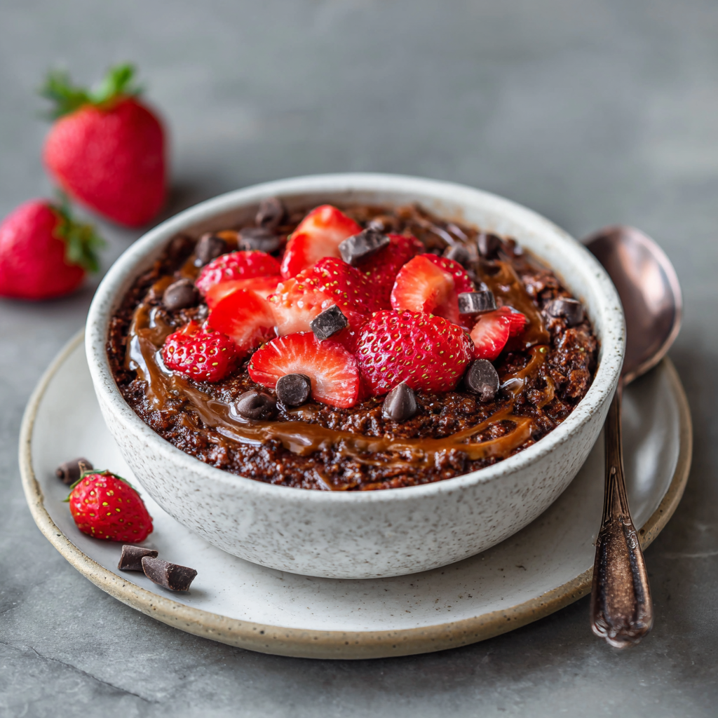 Strawberry Chocolate Baked Oats : A Dessert-Inspired Vegan Breakfast