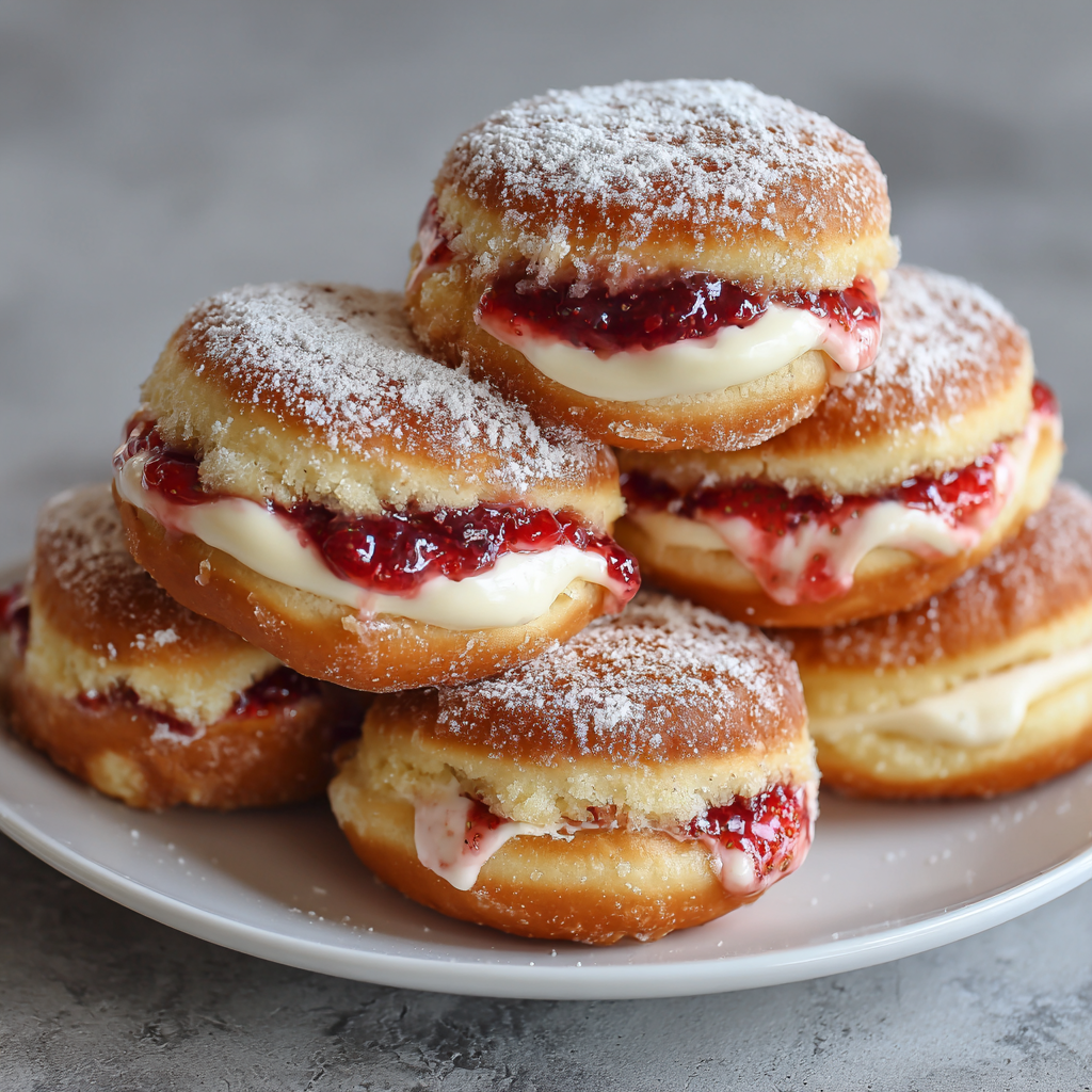 Strawberry Cheesecake Stuffed Donuts : Creamy, Crispy, and Irresistible