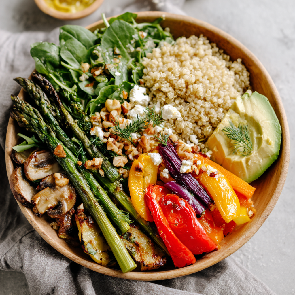 Spring Grain Bowls (Quinoa or Farro with Roasted Veggies & Lemon Vinaigrette)