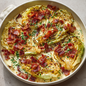 Creamy Baked Cabbage with Crispy Bacon (Easy Comfort Food Side Dish)