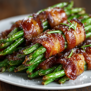 Brown Sugar Bacon Wrapped Green Bean Bundles (Easy Easter Side Dish)